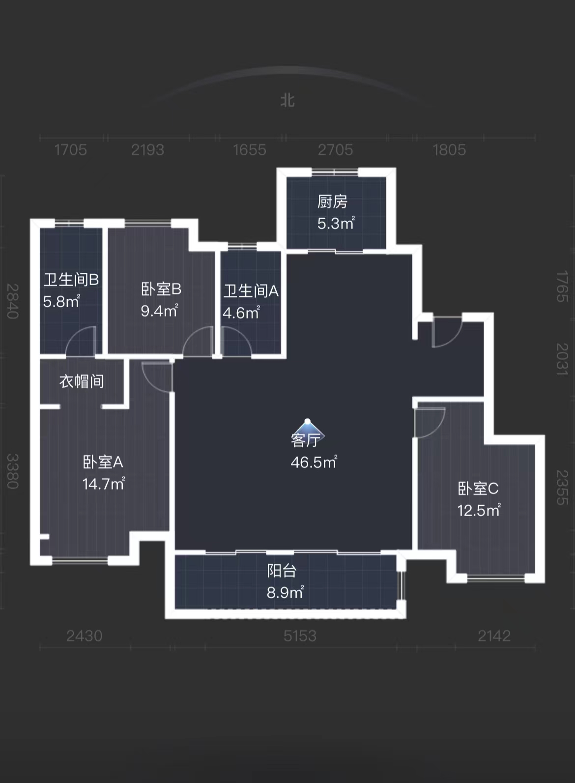 富力院士廷二期 3室2厅2卫 136m&sup2;