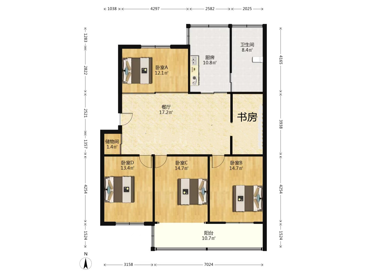 濠西园 3室2厅1卫 142m&sup2;