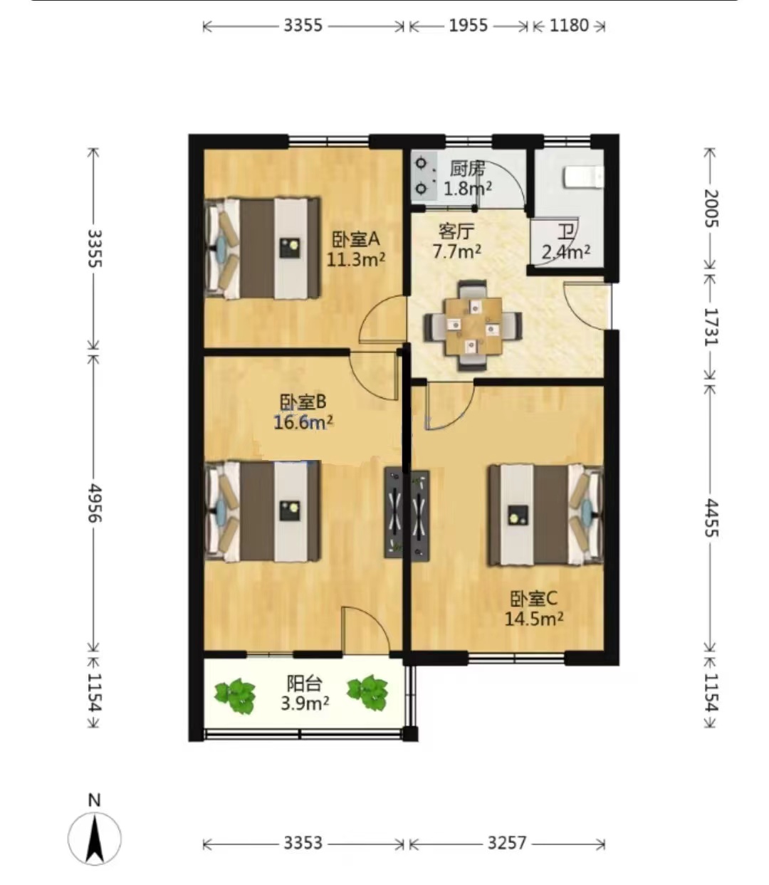 新桥新村 3室1厅1卫 72m&sup2;