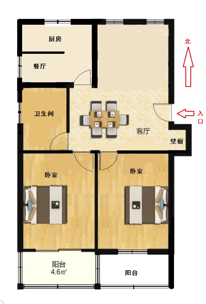 郭里园 3室2厅1卫 101.68m&sup2;