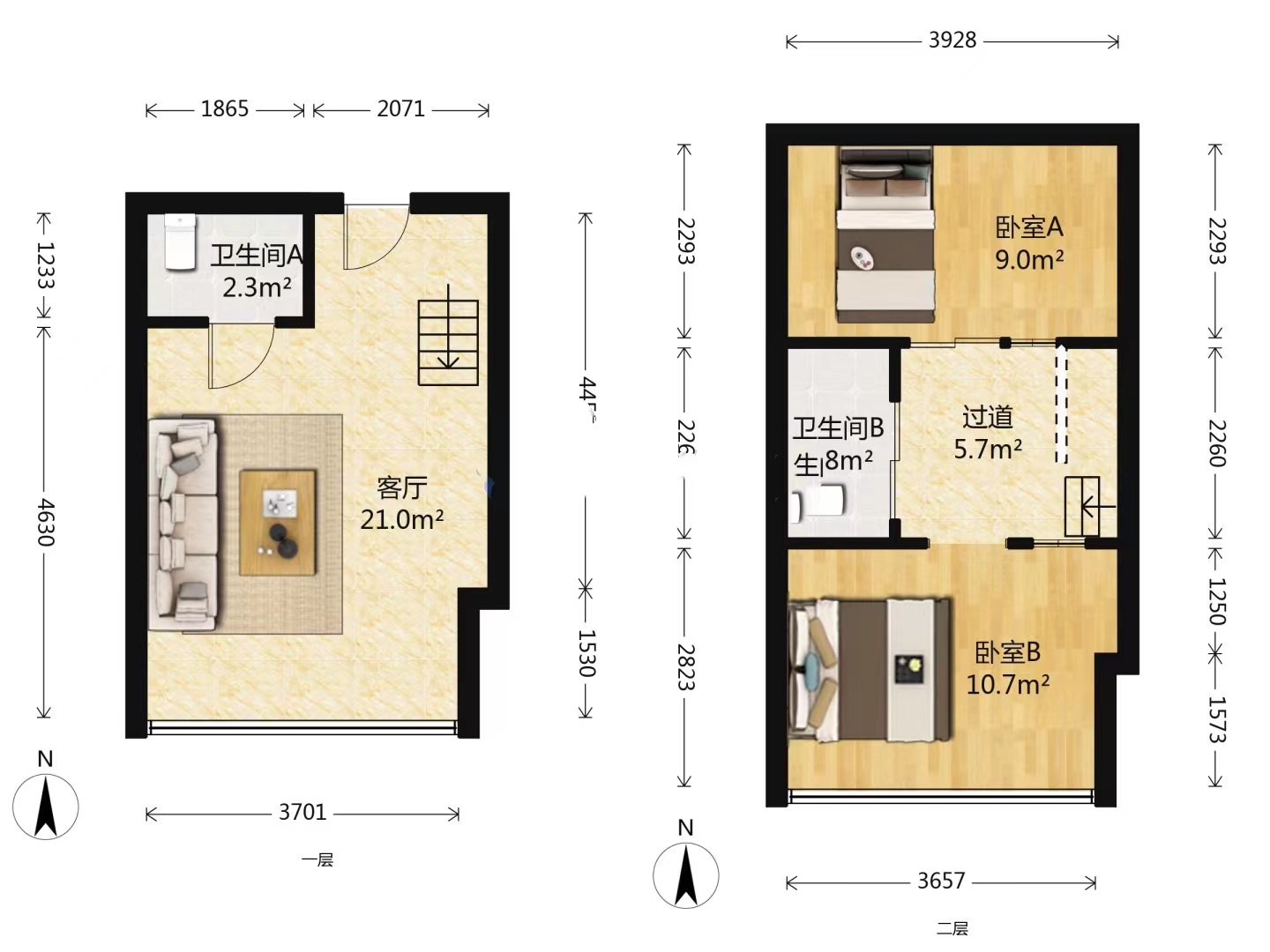 天空之城 2室2厅1卫 79m&sup2;