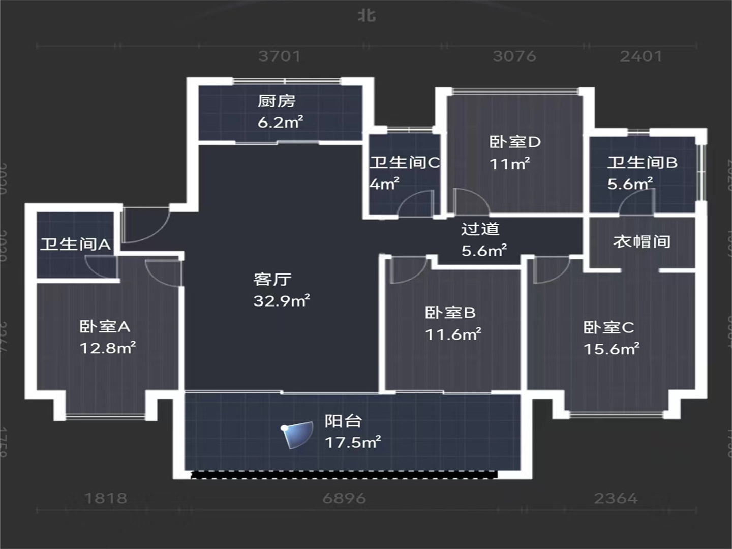 远创樽樾 4室2厅3卫 155.00m&sup2;
