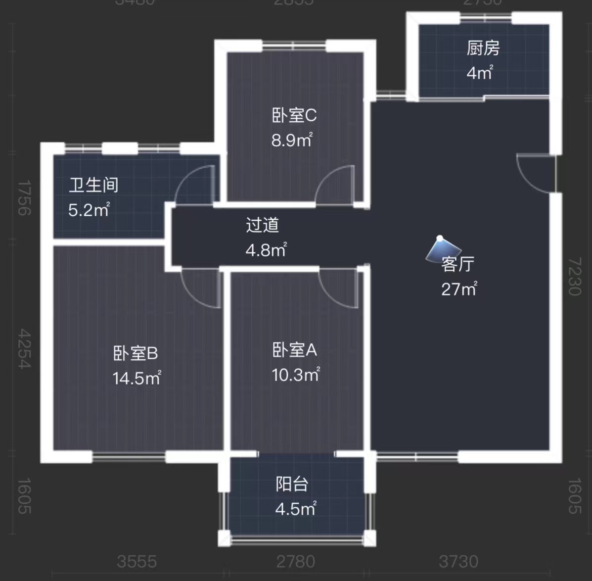 翰铂府北区 3室2厅1卫 109m&sup2;