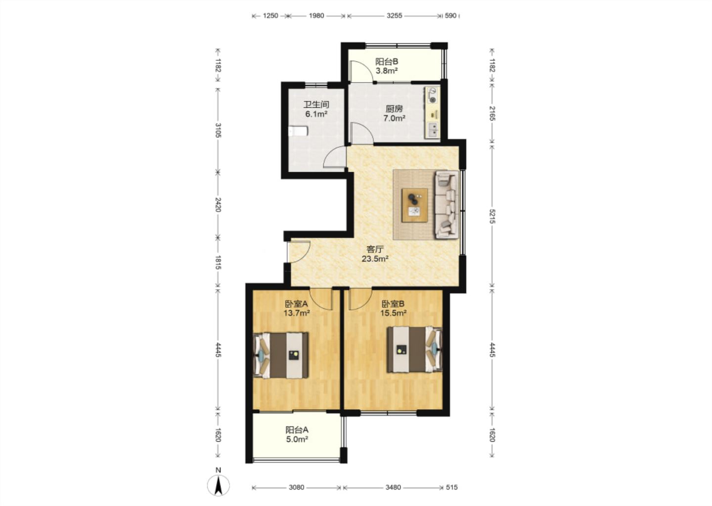 外滩花苑 2室2厅1卫 96m&sup2;