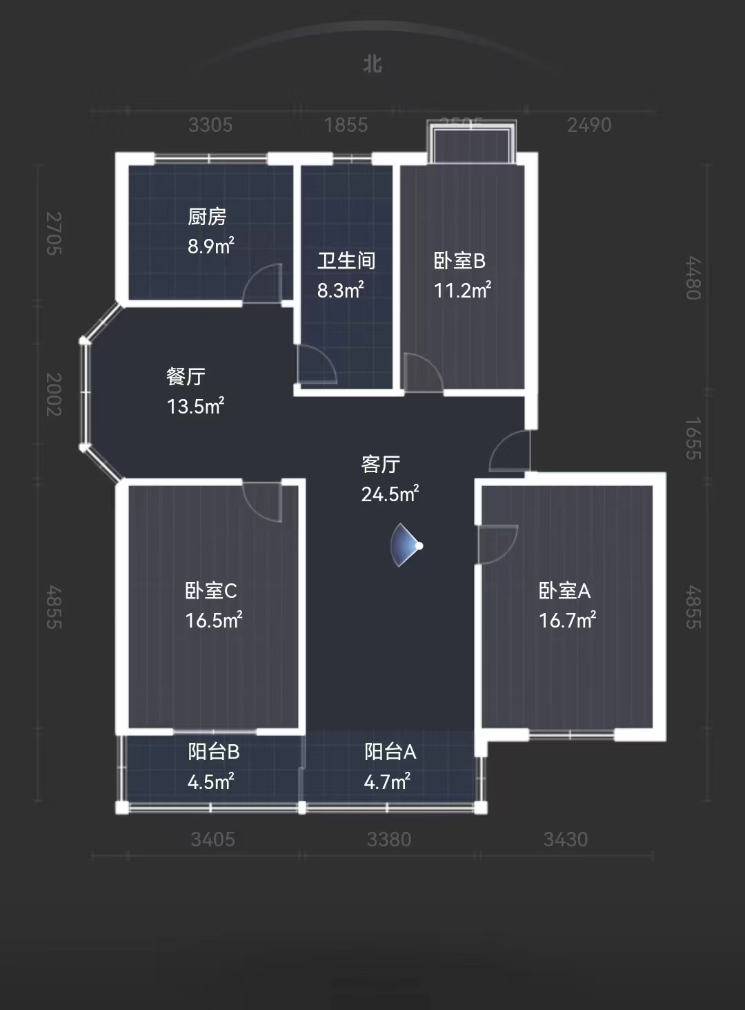 银河公寓 3室2厅1卫 127m&sup2;