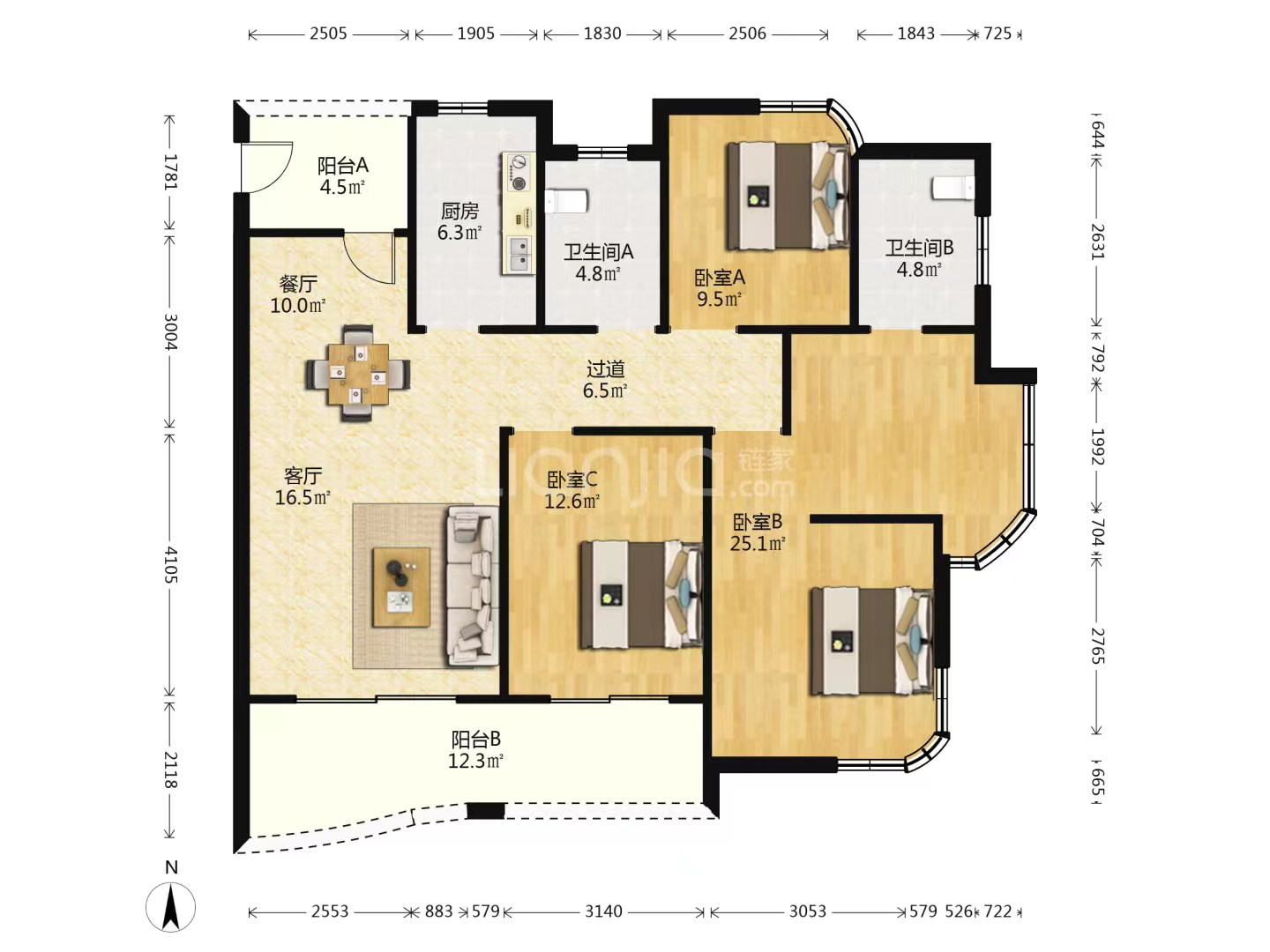 富都豪园 4室2厅2卫 146.7m&sup2;