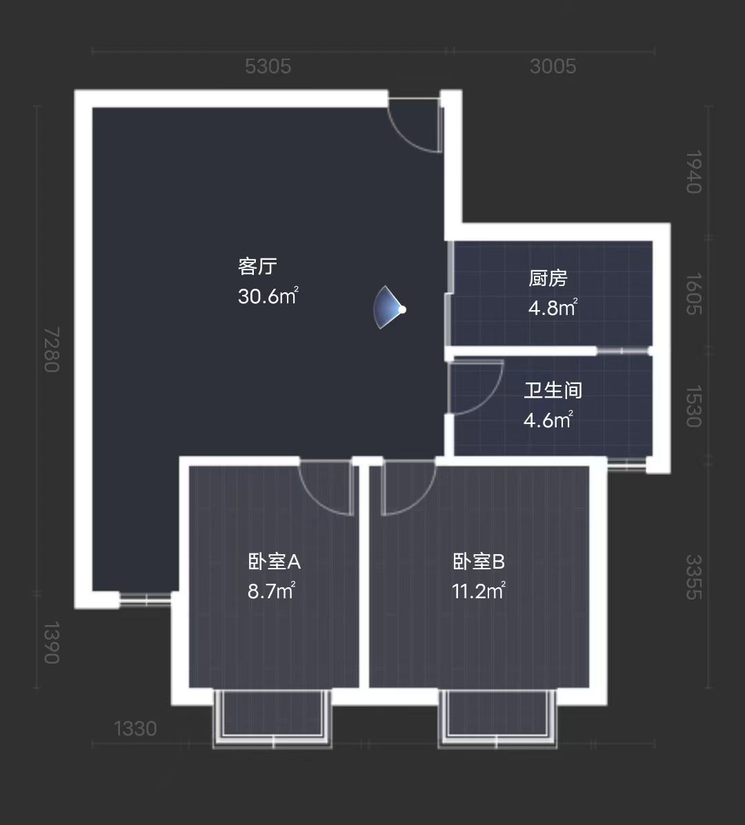天晖苑 2室2厅1卫 79m&sup2;