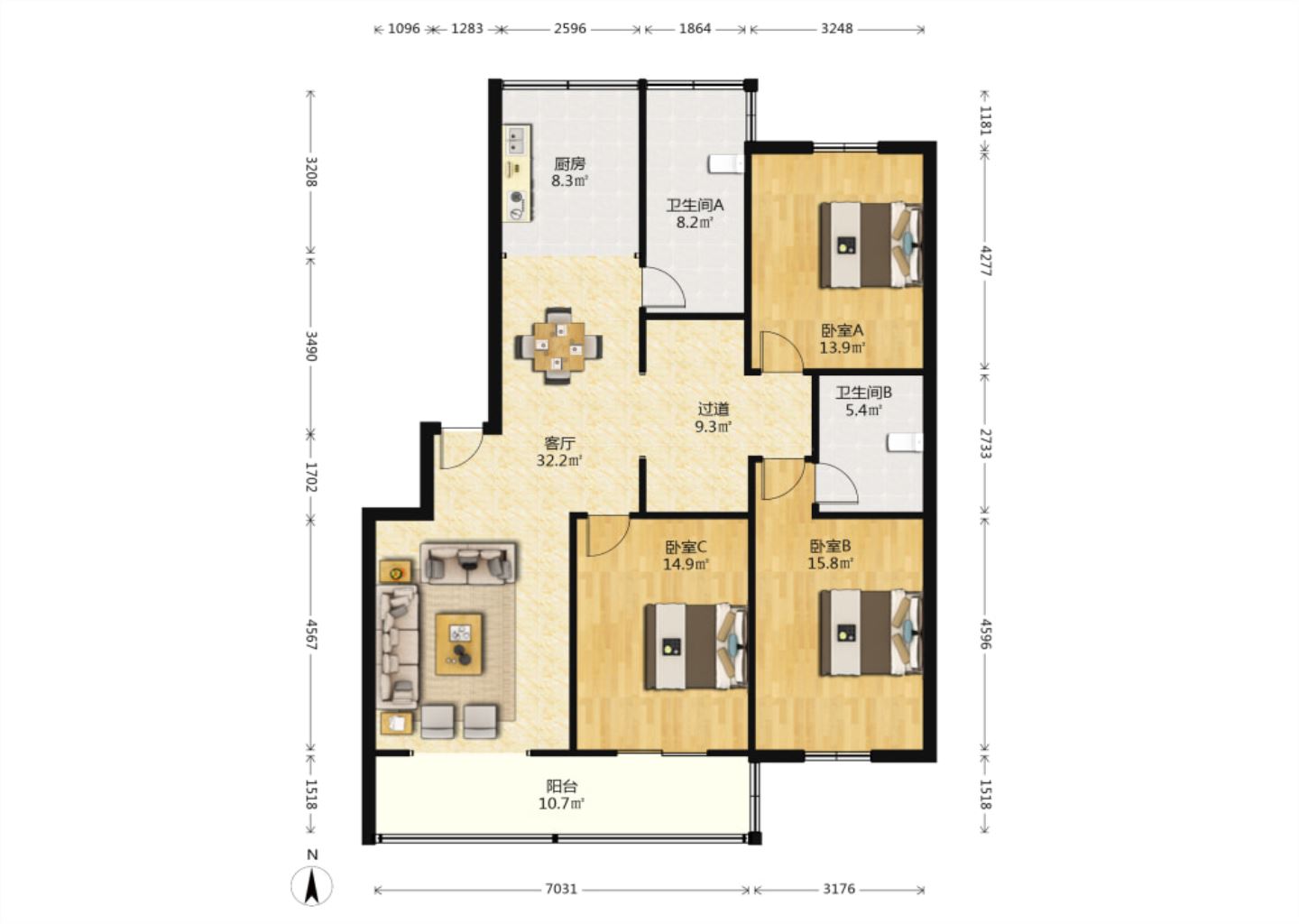 银花苑 3室2厅2卫 108m&sup2;