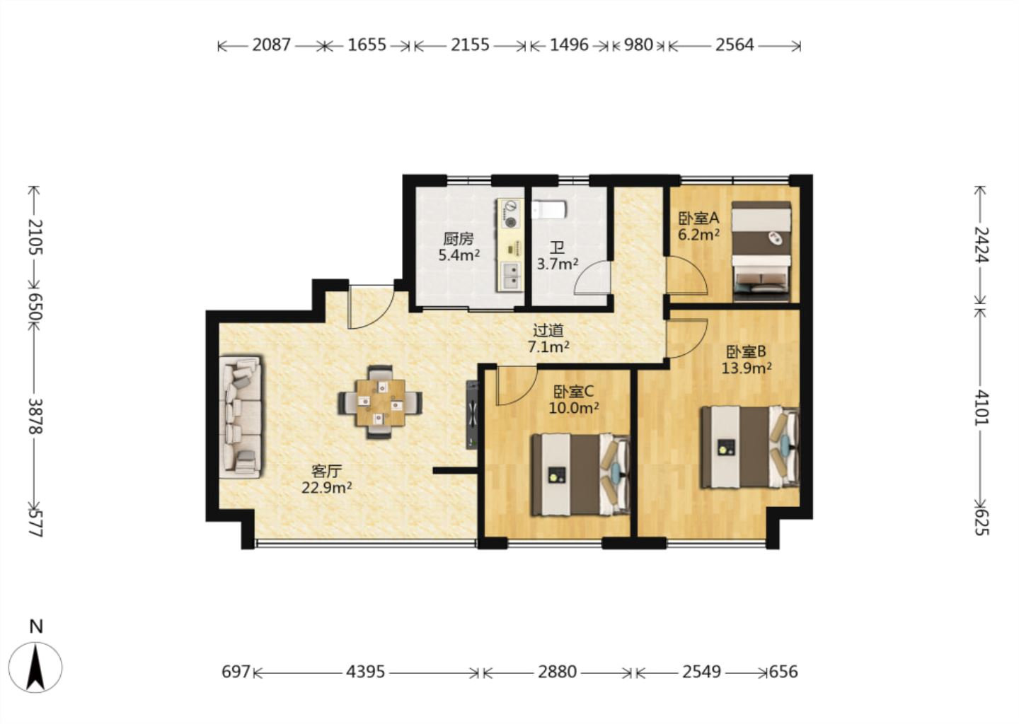 世茂新界 3室2厅2卫 123m&sup2;