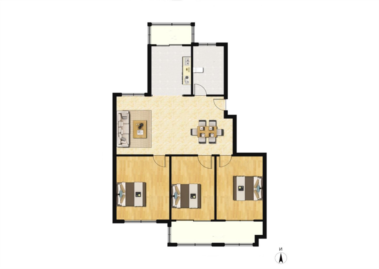 白龙花苑 3室2厅1卫 135m&sup2;