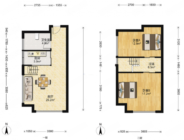 赛格时代广场 2室2厅1卫 62.2m&sup2;