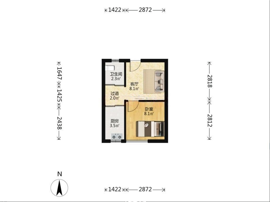 鑫湖国贸中心 1室1厅1卫 41.00m&sup2;
