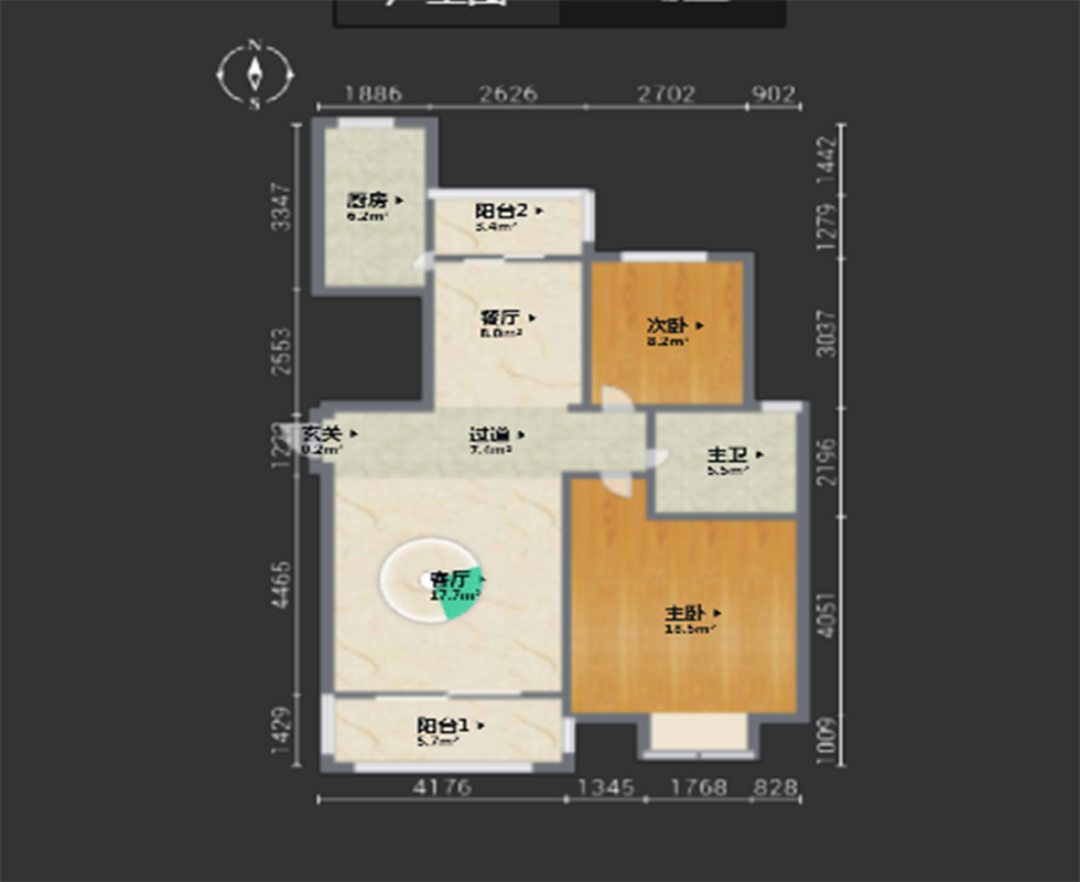 优山美地花园北区 2室2厅1卫 101m&sup2;