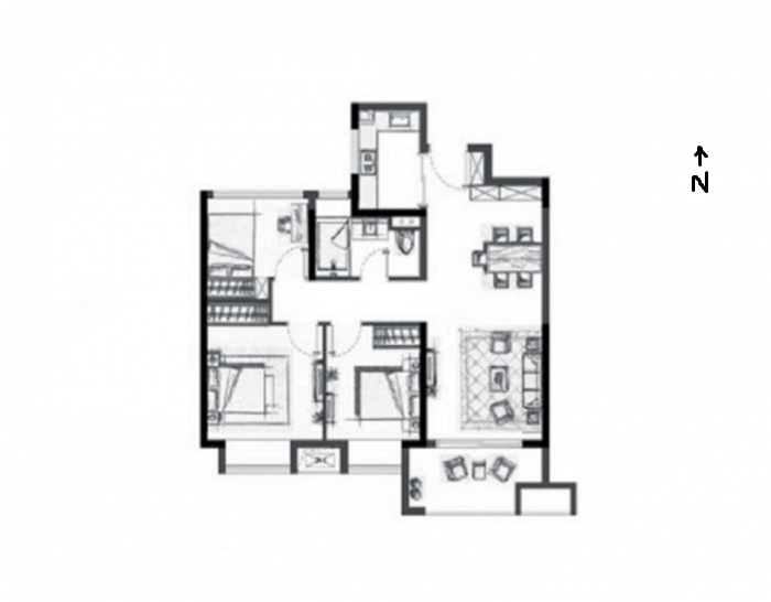 万科翡翠公园 2室1厅1卫 92m&sup2;