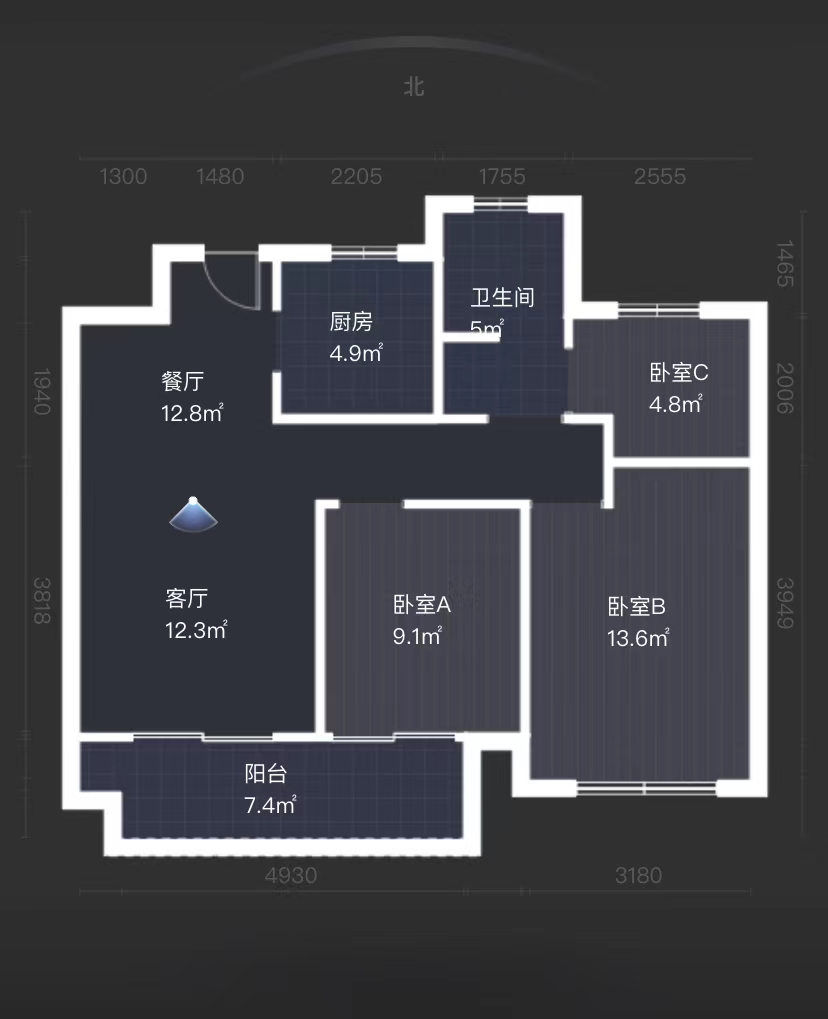招商新城雍景湾 3室2厅1卫 92m&sup2;