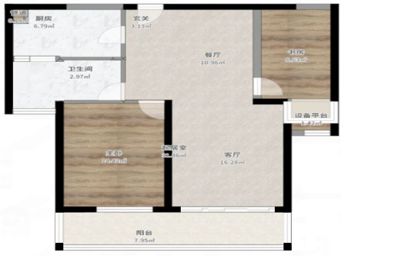 景瑞望府 2室2厅1卫 95m&sup2;