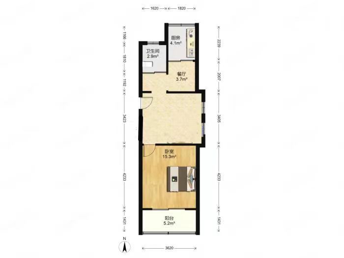 源兴花苑南区 3室1厅1卫 103.00m&sup2;
