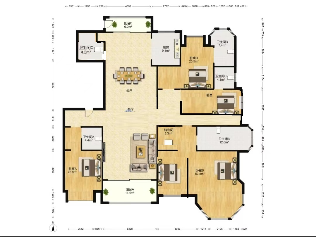 中南世纪花城三期 5室2厅5卫 330m&sup2;