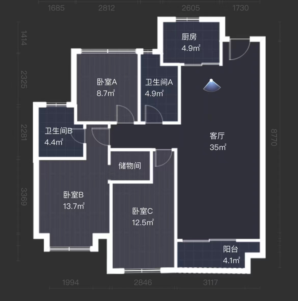 紫御四季 3室2厅2卫 112.55m&sup2;
