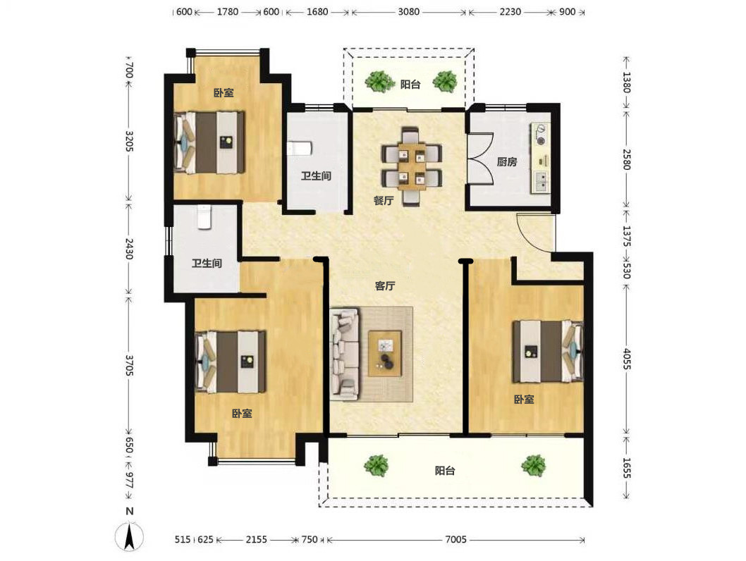 国城璟府 3室2厅2卫 140m&sup2;