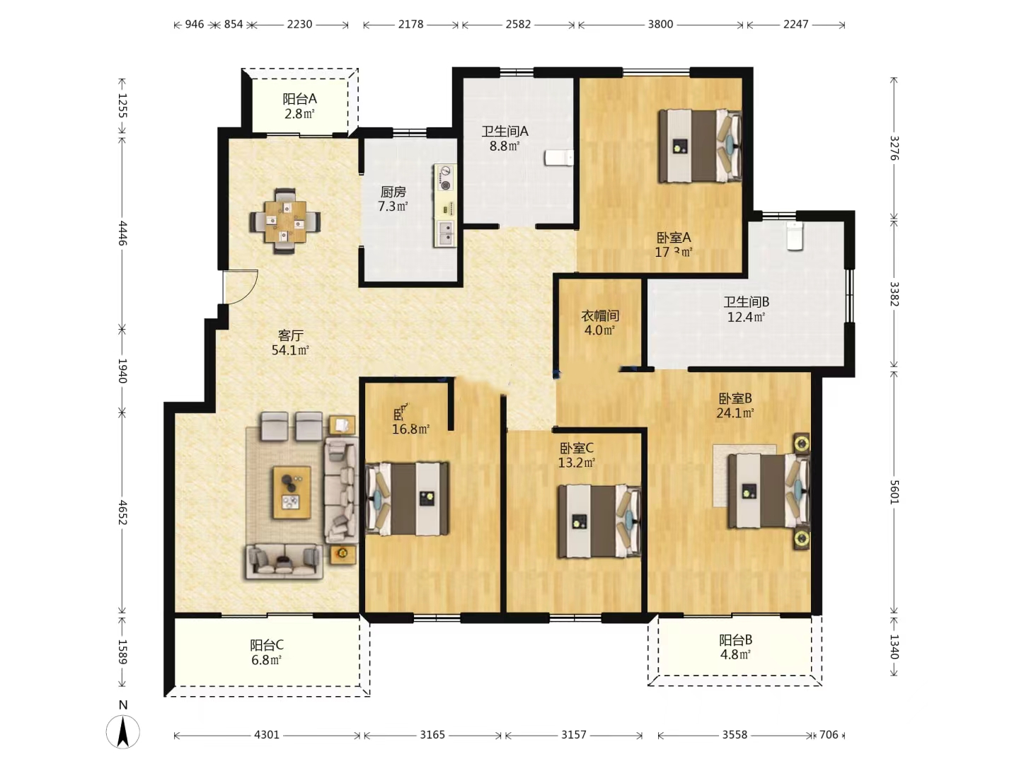 城市嘉苑 4室2厅2卫 200.00m&sup2;