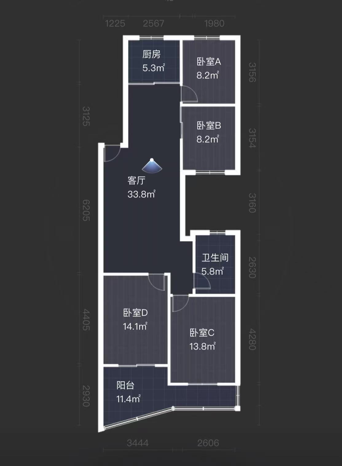 八角亭小区 4室2厅1卫 128.00m&sup2;