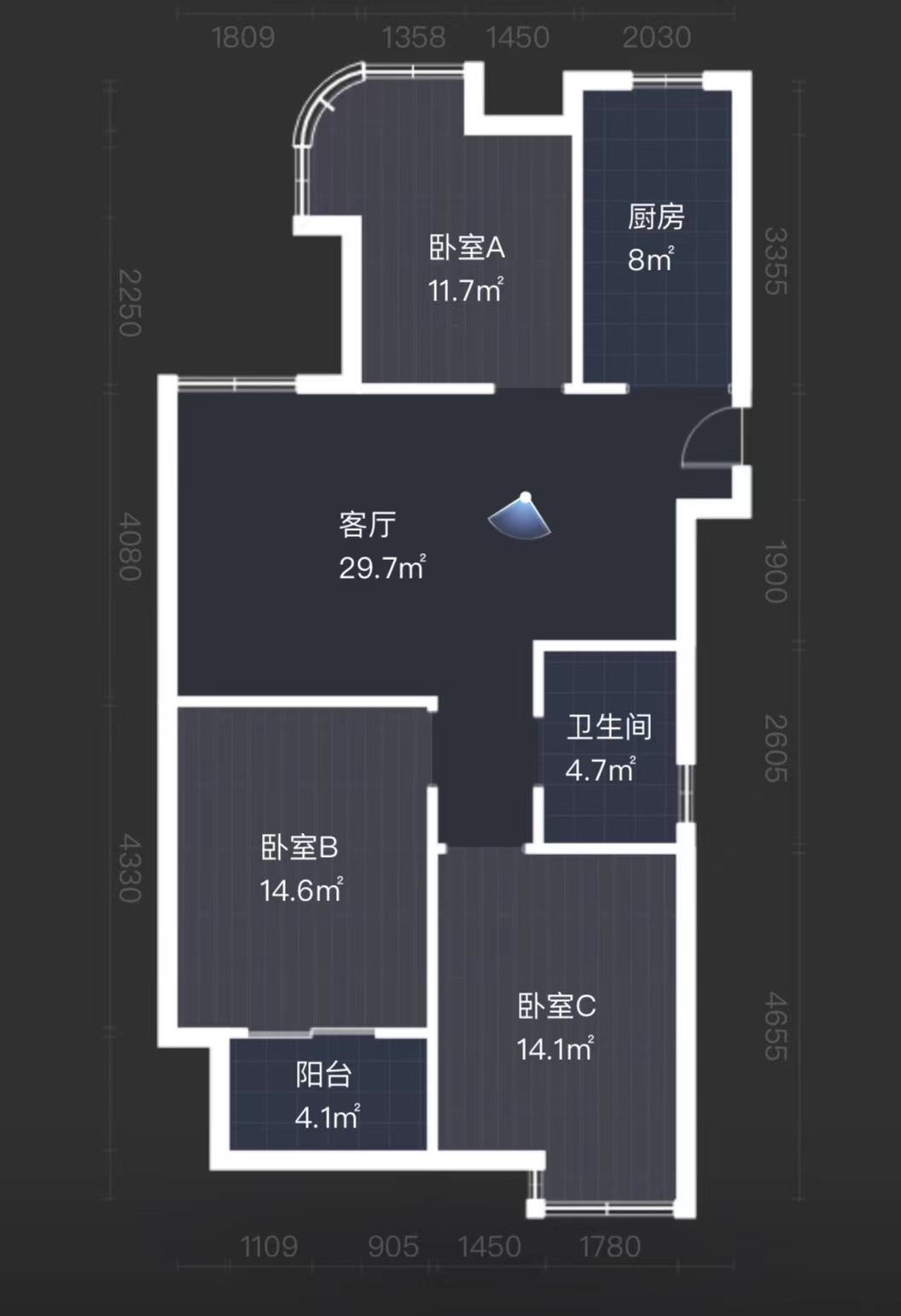 富都豪园 3室2厅1卫 119m&sup2;