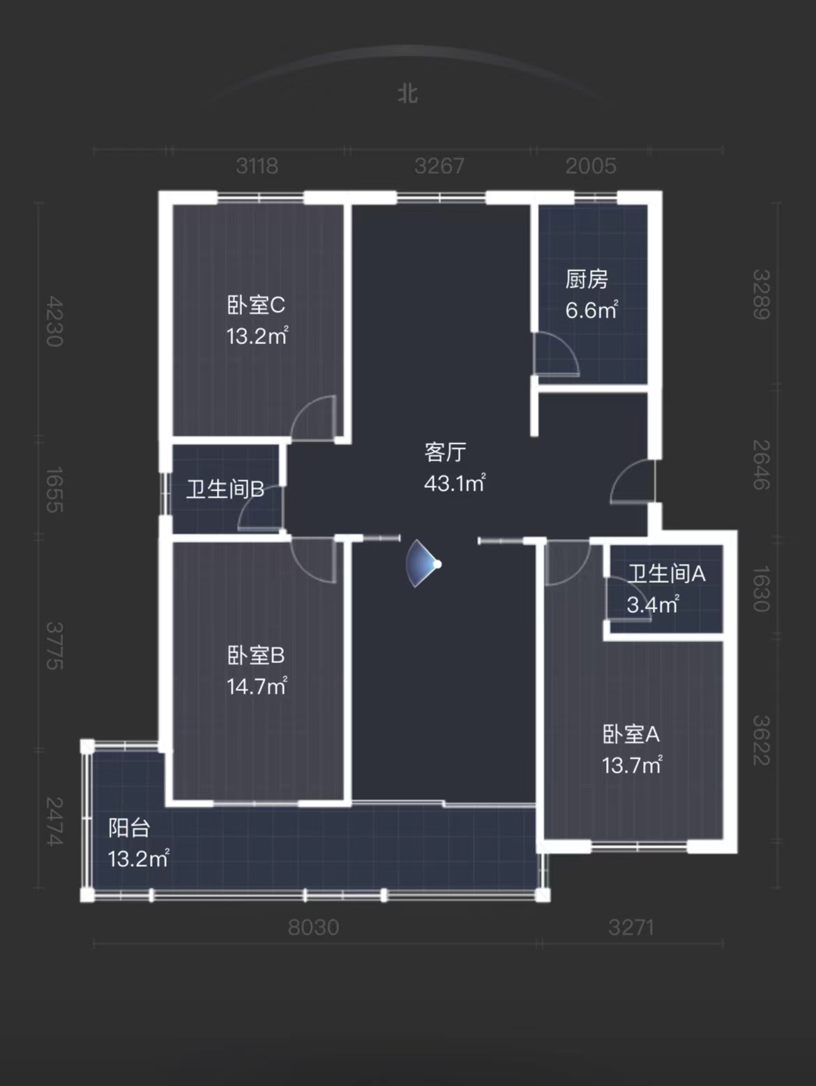 八角亭小区 3室2厅1卫 128.00m&sup2;