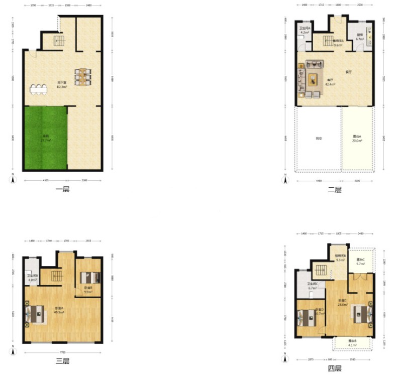 万科白鹭郡 4室3厅3卫 164.35m&sup2;