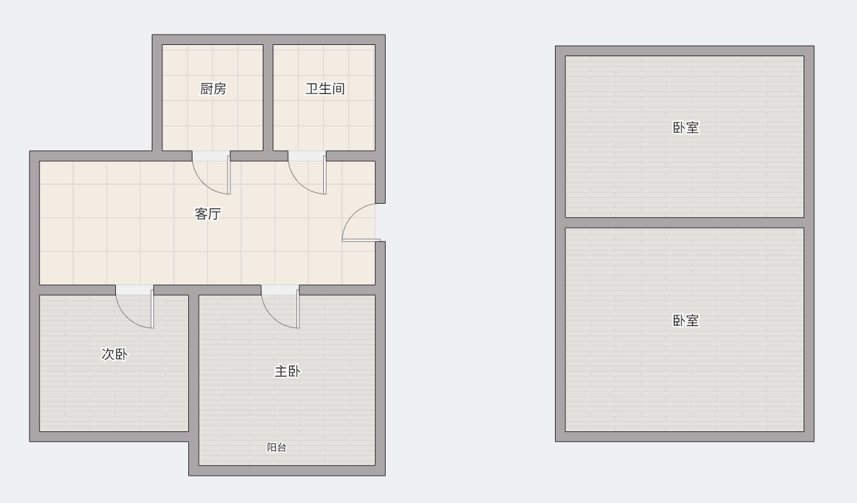 学田北苑 2室1厅1卫 66.58m&sup2;