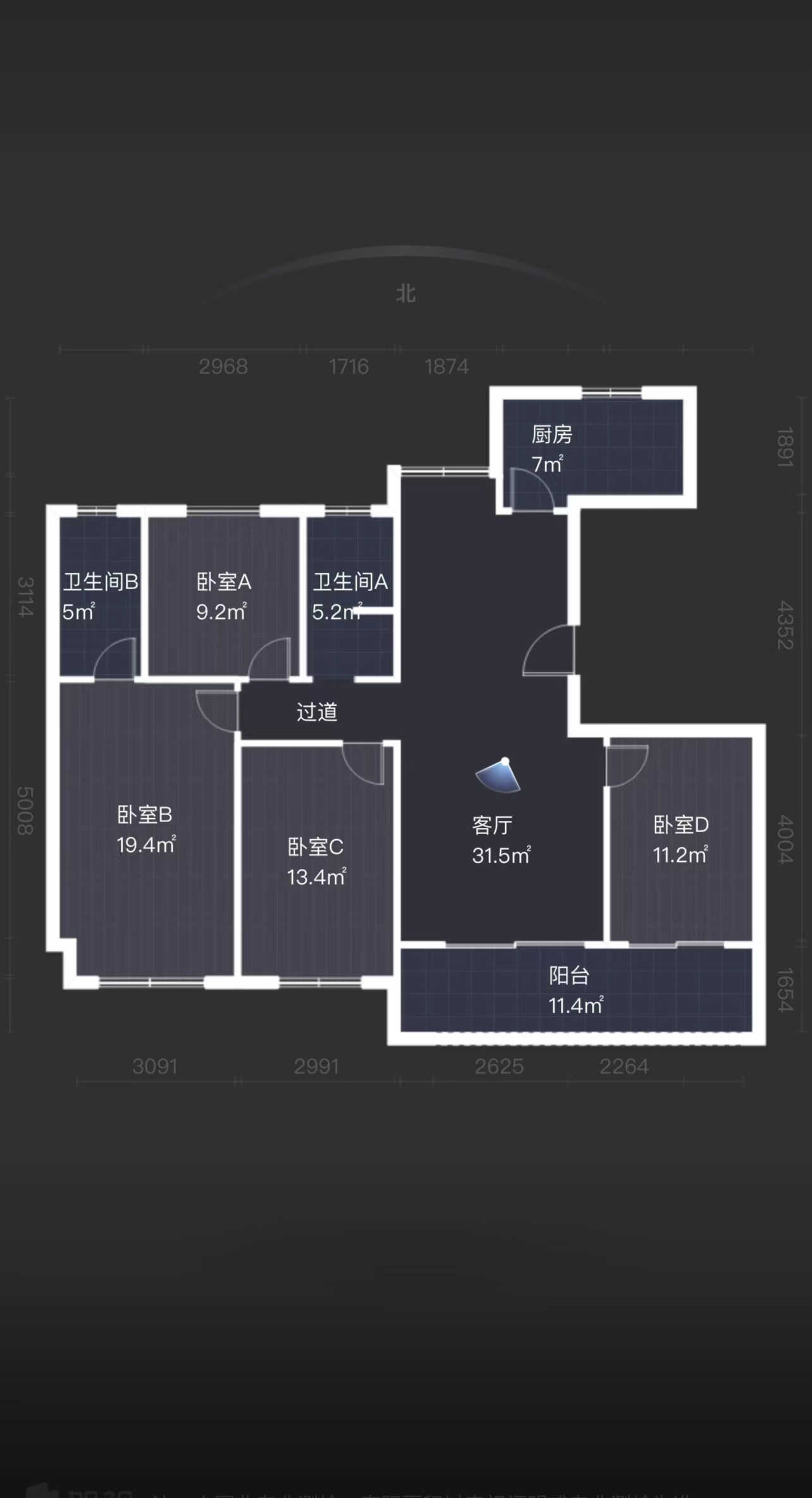 铂金时代 4室2厅2卫 135.00m&sup2;