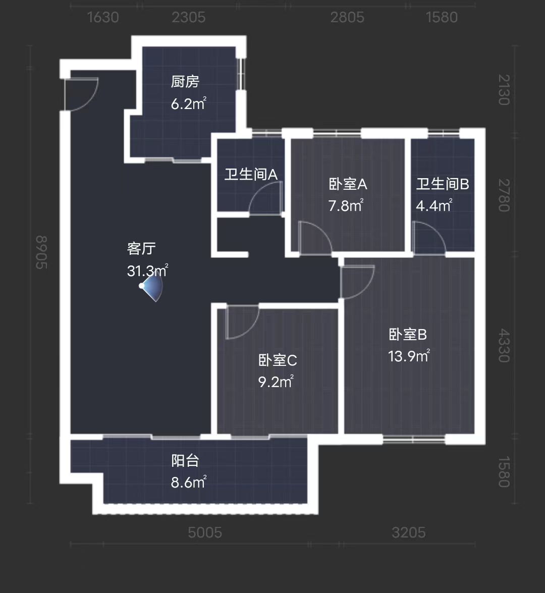 万科未来之光 3室2厅1卫 93m&sup2;