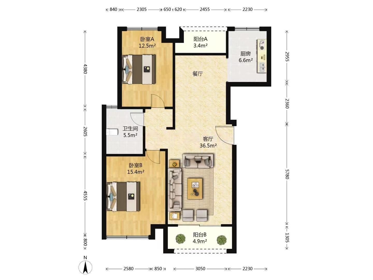 和融&bull;优山美地名邸 3室2厅1卫 114.00m&sup2;