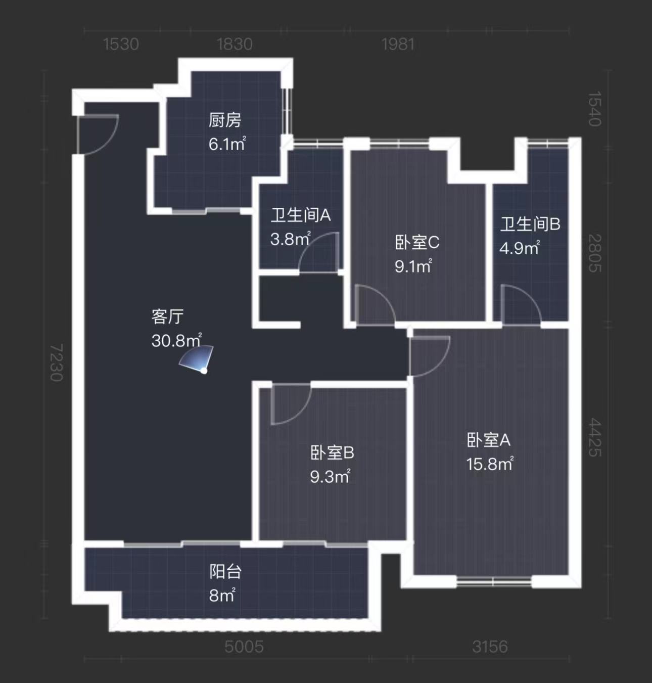 万科未来之光 3室2厅2卫 124m&sup2;