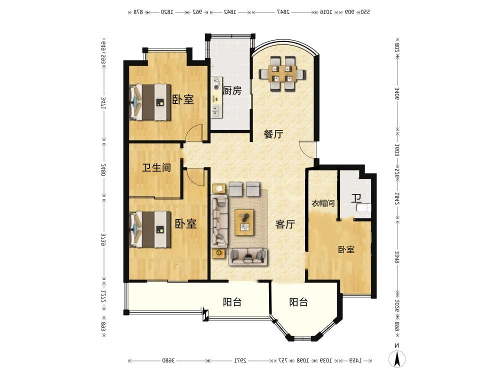 军山花园 3室2厅2卫 138m&sup2;