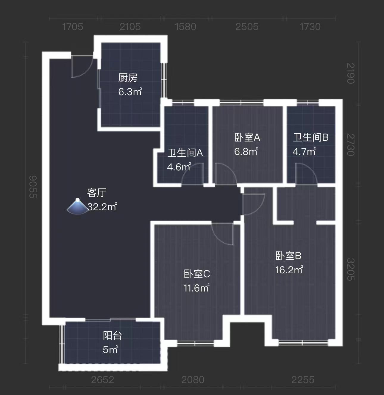 富力院士廷 3室2厅2卫 119m&sup2;