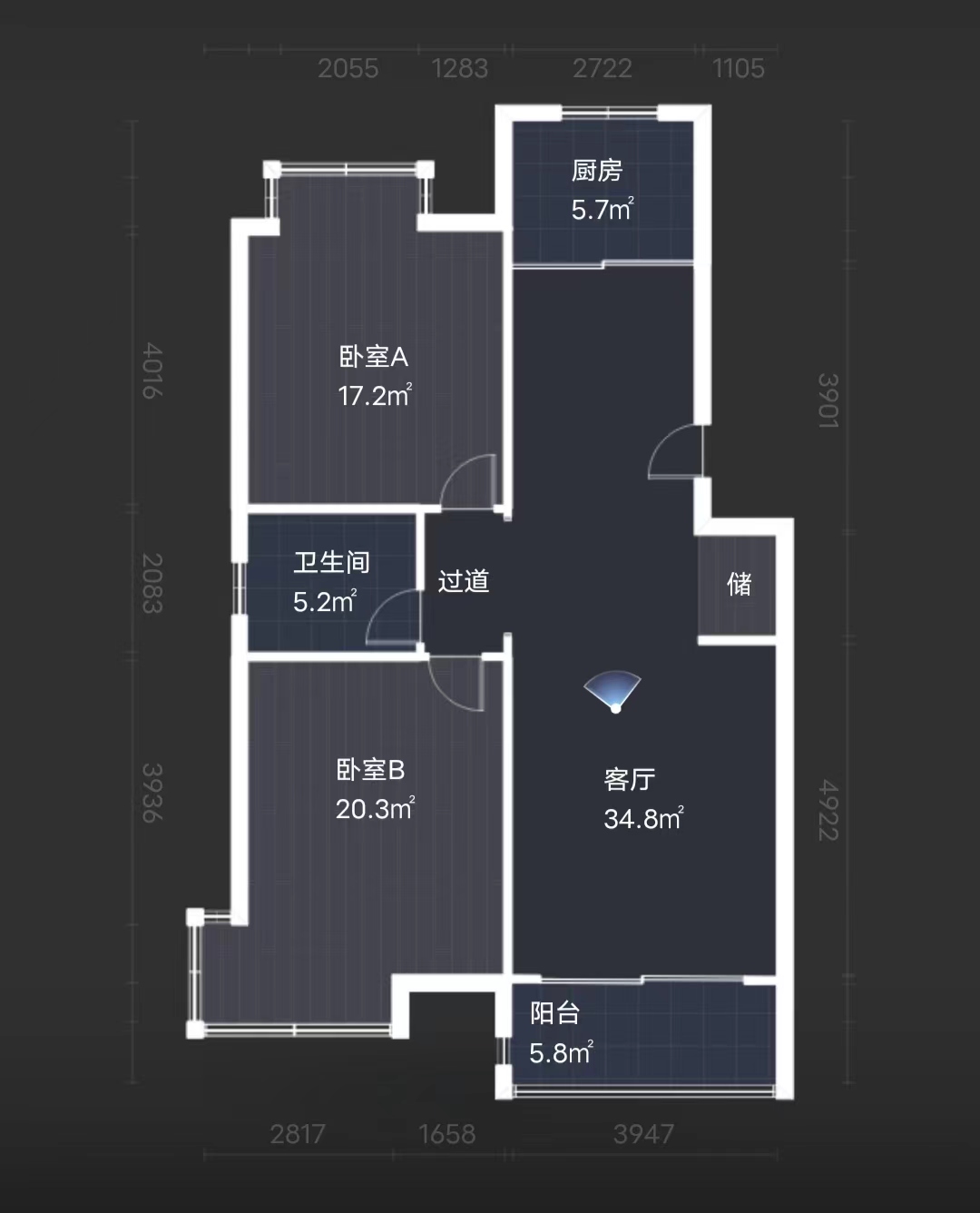 璀璨星湖 2室2厅1卫 107.7m&sup2;