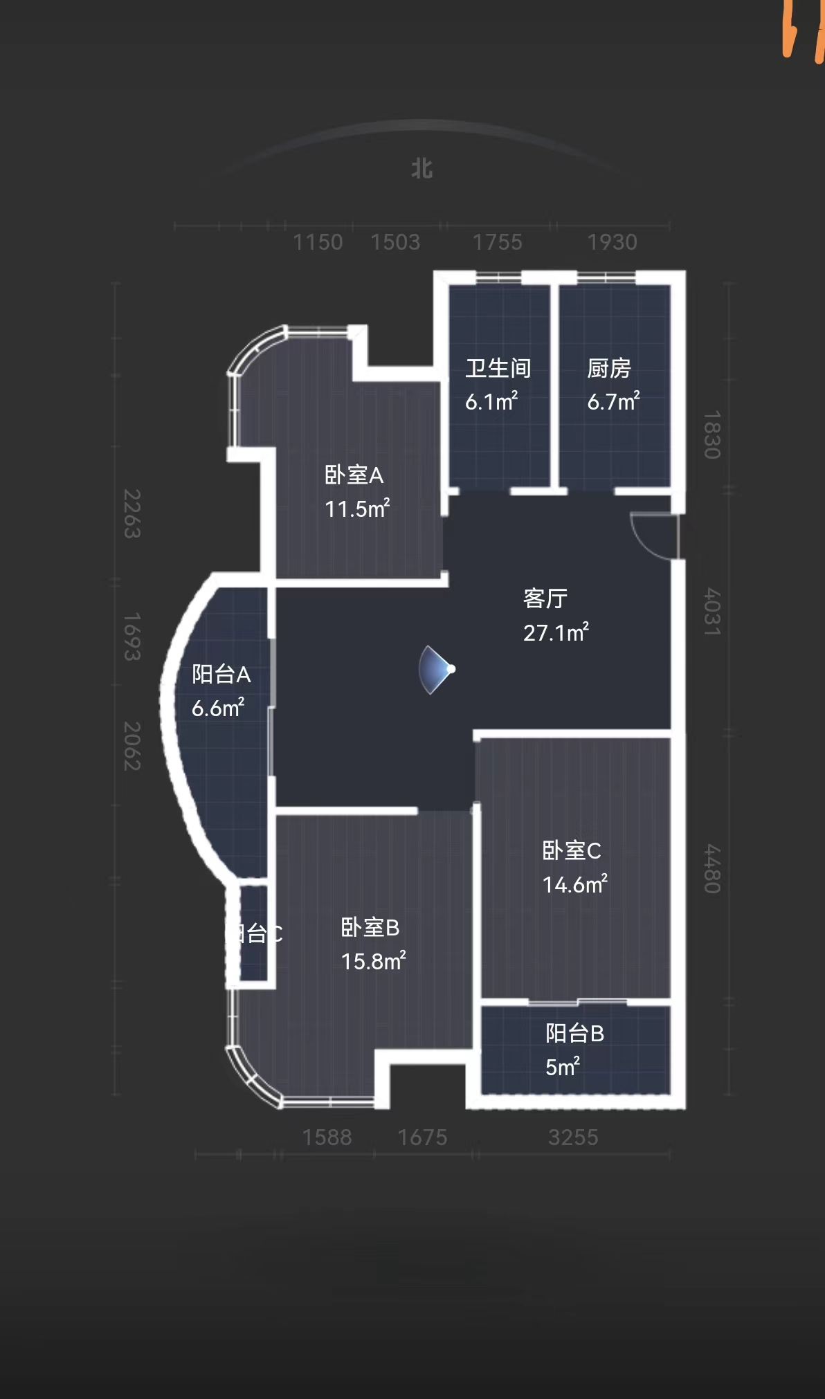 富都豪园 3室2厅1卫 119.58m²