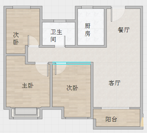 绿地新里城 3室2厅1卫 95m&sup2;