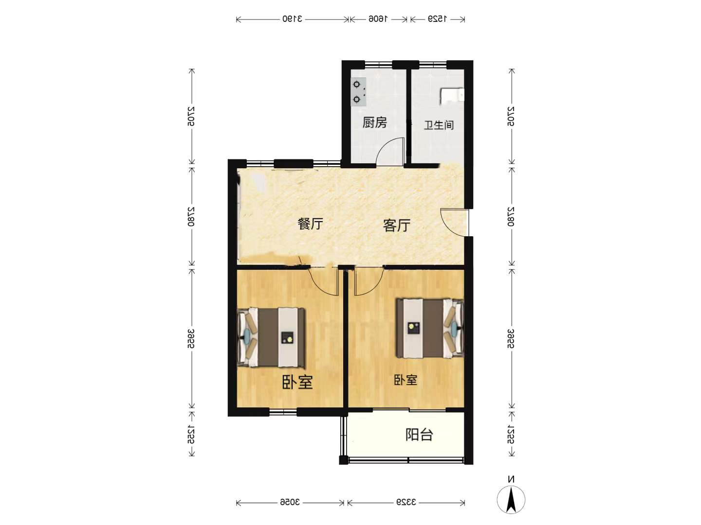 段家坝小园 2室1厅1卫 68m&sup2;
