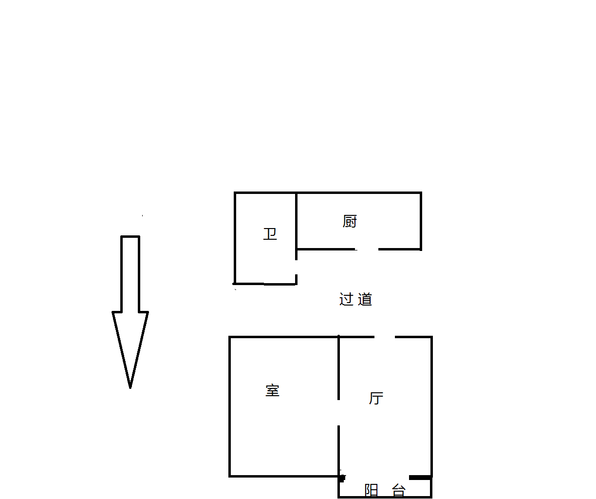 新建路新村(新建花苑) 1室1厅1卫 44.85m&sup2;