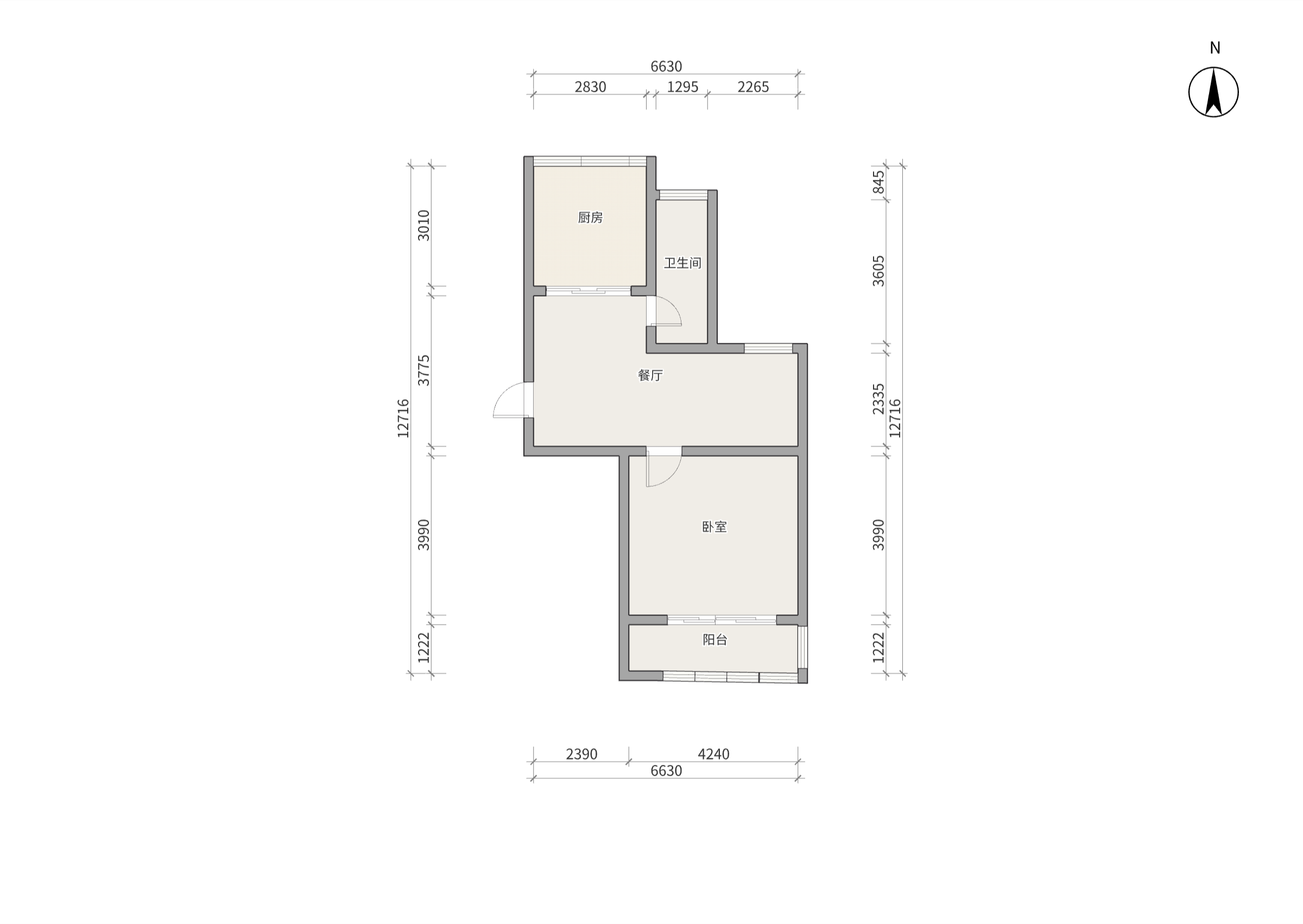 城山花园 1室1厅1卫 55m&sup2;