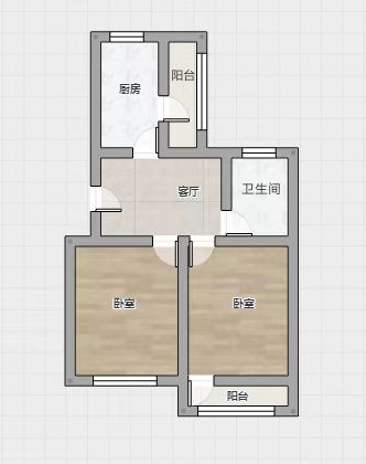北濠新村二组团 2室1厅1卫 65m&sup2;