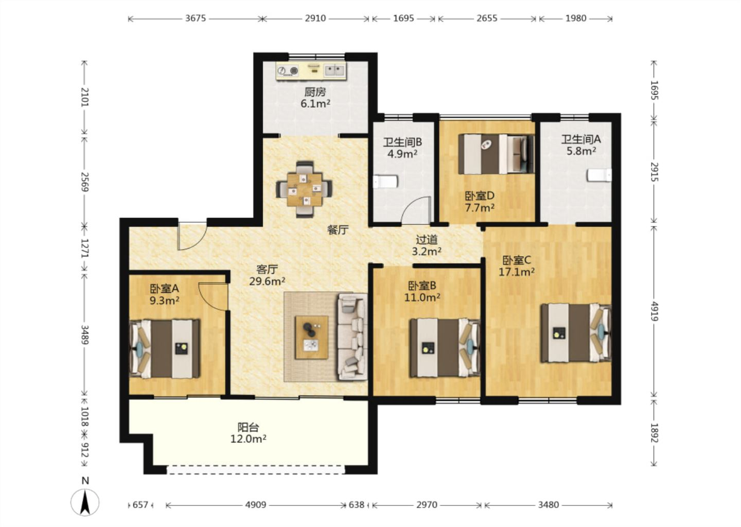 景瑞御府 3室0厅0卫 147.00m&sup2;
