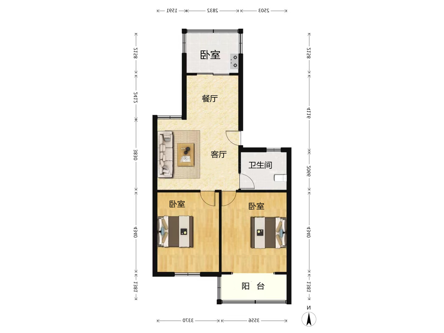 城港花苑东区 2室1厅1卫 81m&sup2;