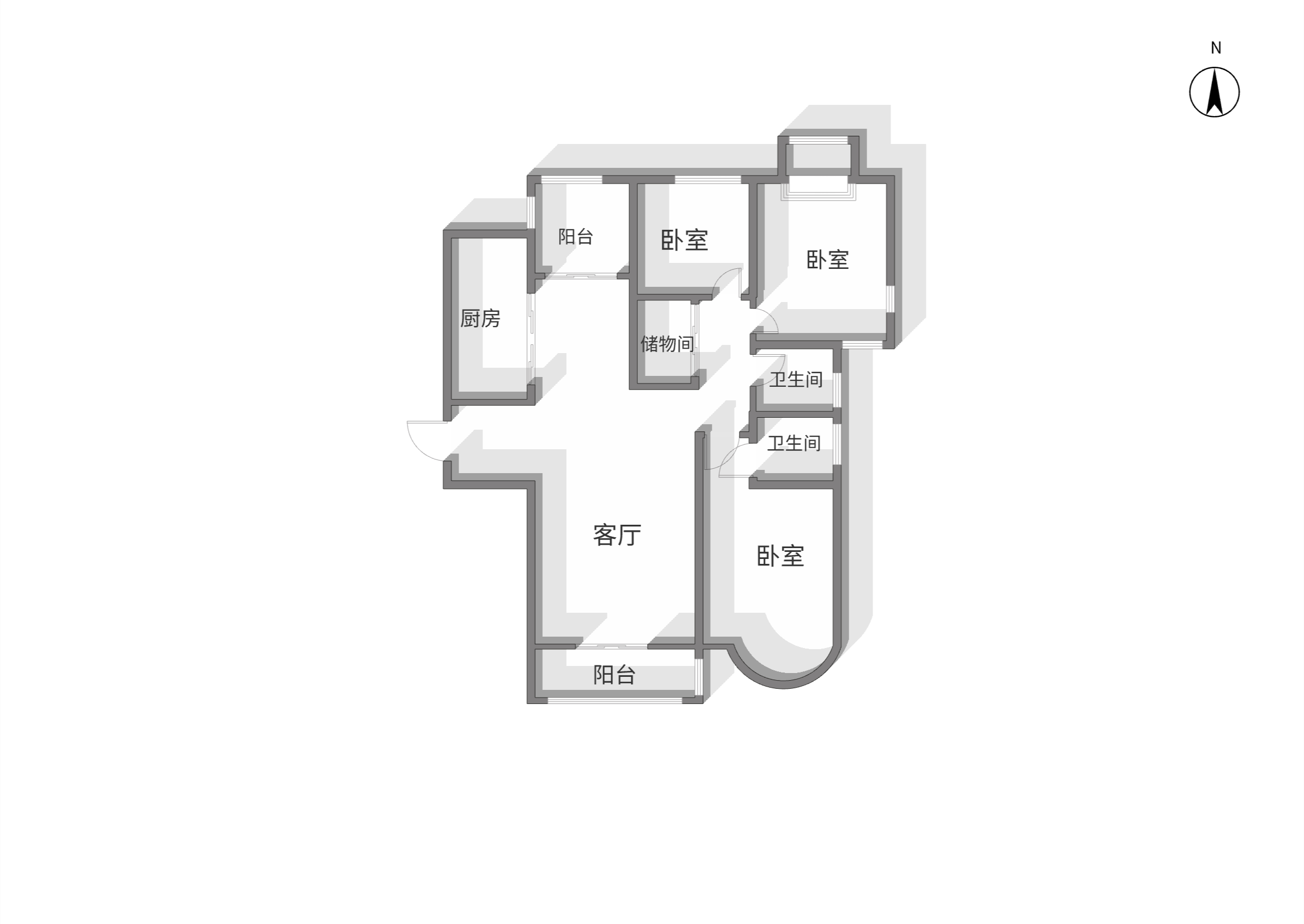 中南世纪城北区 3室2厅2卫 148m&sup2;
