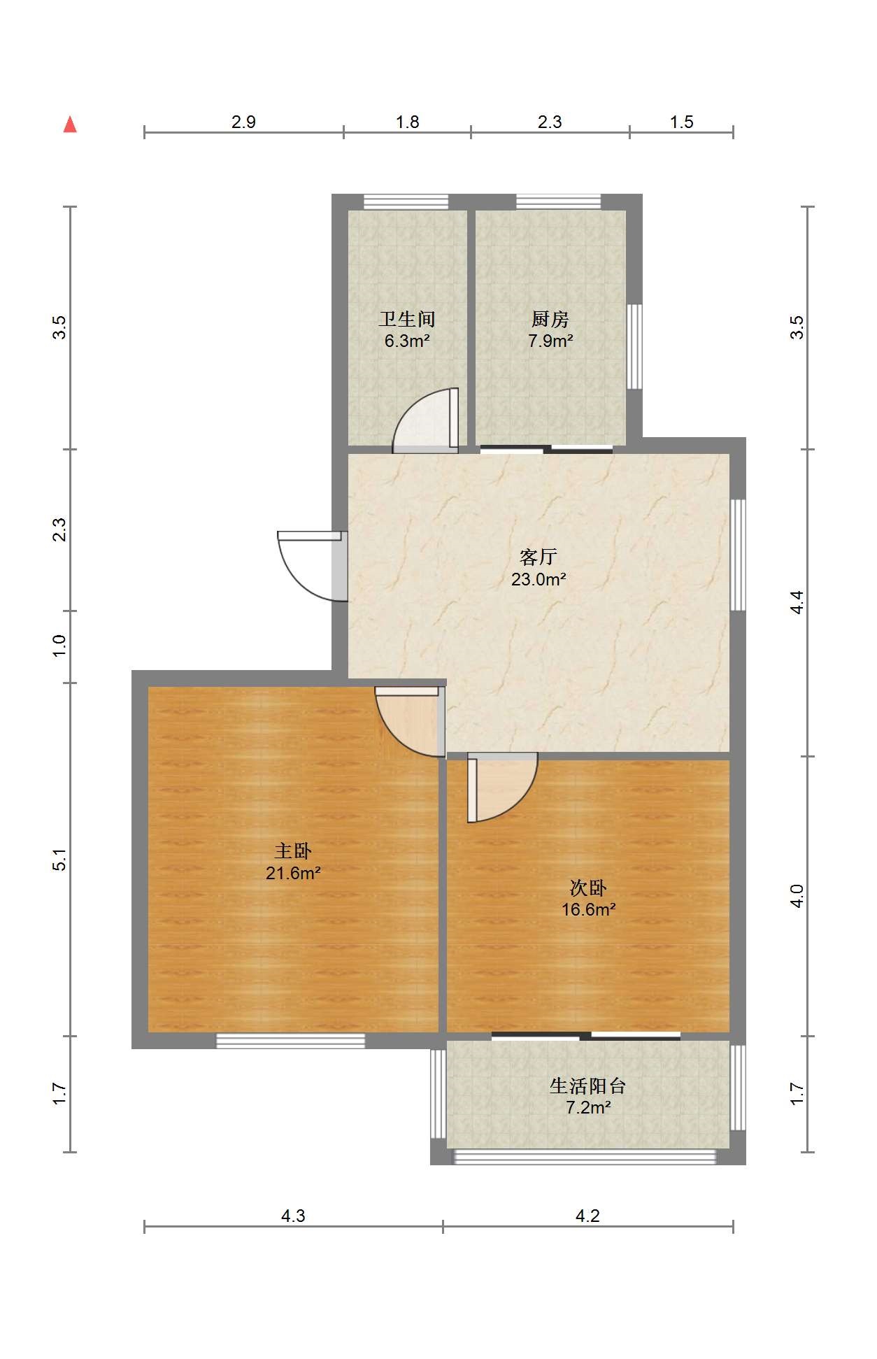 万象北园 2室1厅1卫 60.39m&sup2;