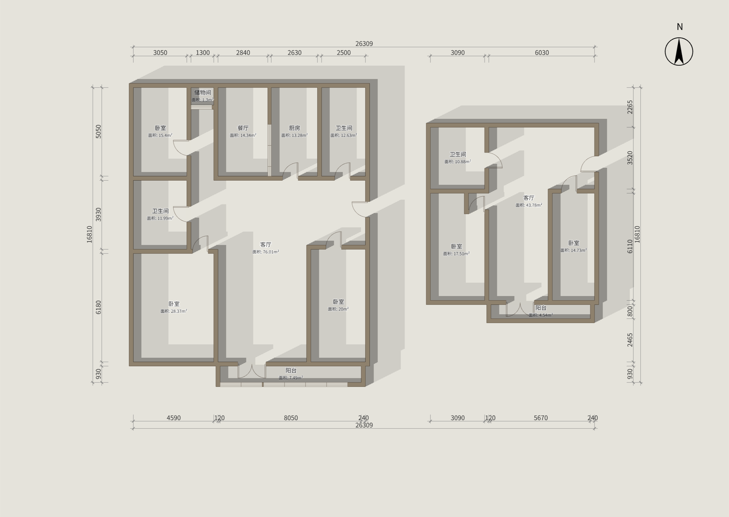 五山公寓 5室2厅3卫 280.00m&sup2;