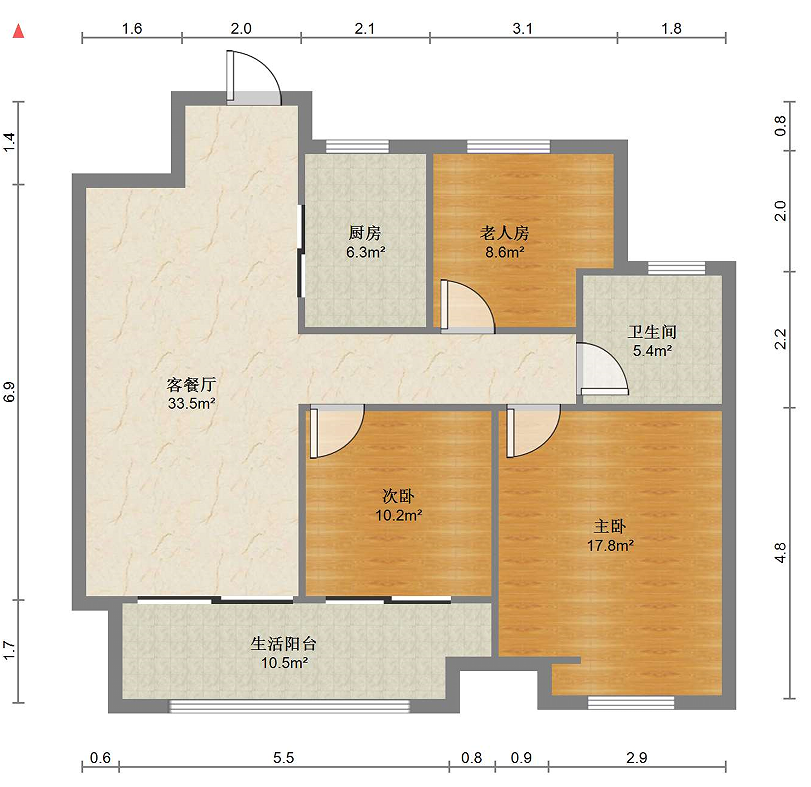 万科未来之光 3室2厅1卫 100.00m&sup2;