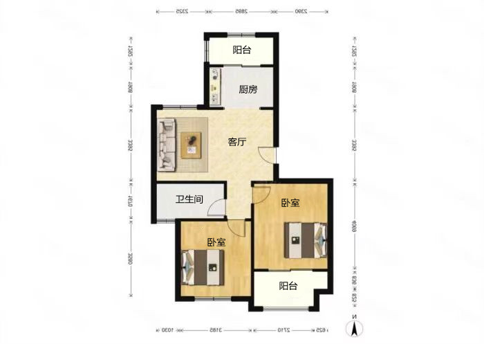 园林佳苑 2室1厅1卫 89m&sup2;